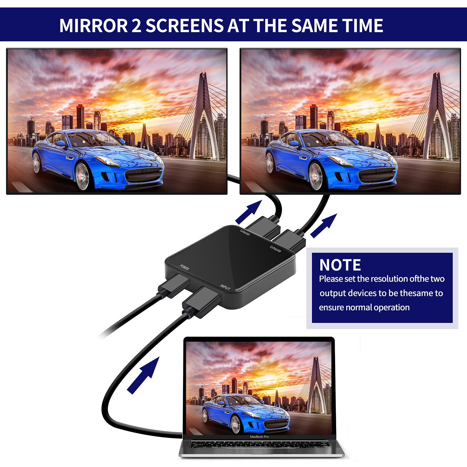 Bộ chuyển đổi âm thanh HD02 4K UHD Video Splitter 2.0 Hỗ trợ 1x2 HD Splitter HDCP 1.4 HDR