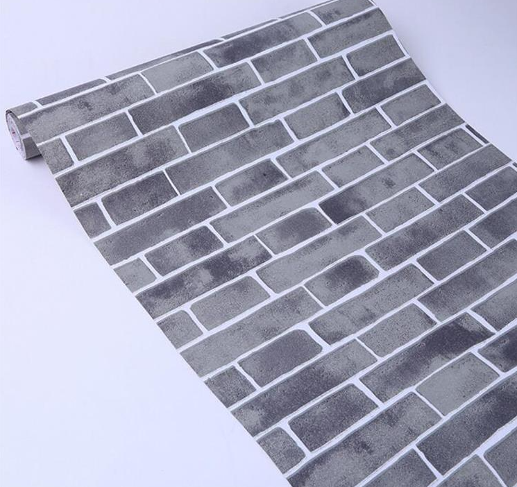 Combo 10 mét giấy dán tường, decal dán tường trang trí nhà cửa GẠCH XÁM VIỀN TRẮNG khổ 45cm
