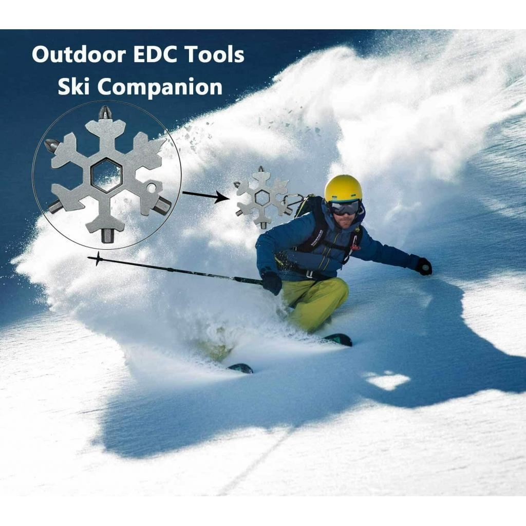 18 In 1 Stainless Steel Snowflake Multi tool Keychain Hand Tool Silver