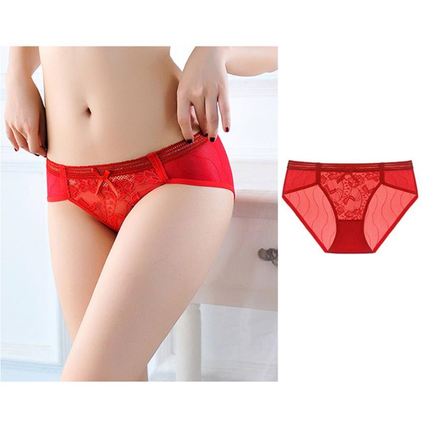Quần lót nữ cạp ren thoáng mát - Màu đỏ