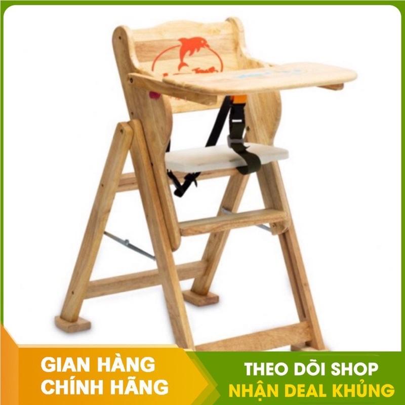 Ghế gỗ ăn dặm cho bé gấp gọn,điều chỉnh độ cao IQ toys