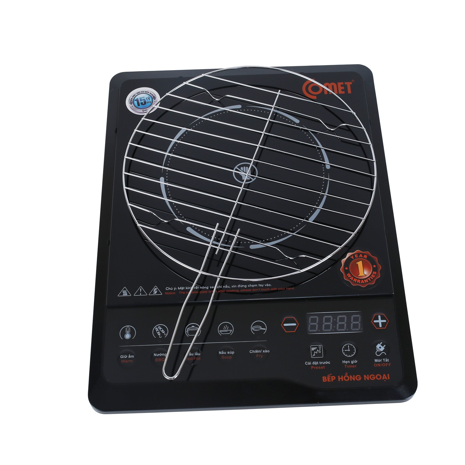 Bếp hồng ngoại Comet CM5517 – công suất 2000W, mặt kính chịu lực, đa chế độ nấu – Hàng chính hãng, bảo hành 12 tháng