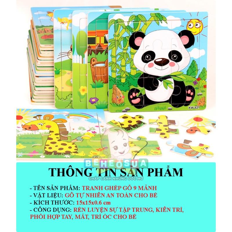 Tranh ghép hình cho bé - Tranh ghép hình 9 mảnh cho bé - Hàng loại 1 kích thước 15x15cm