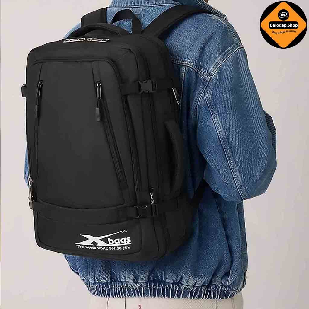 Balo Laptop Size Lớn Xbags Leader Cao Cấp Màu Đen, Đựng Được Laptop 17 Inch, Thiết Kế Mở 180 Độ, Nhiều Ngăn, Chống Nước, Chống Sốc, Phù Hợp Đi Làm Du Lịch!