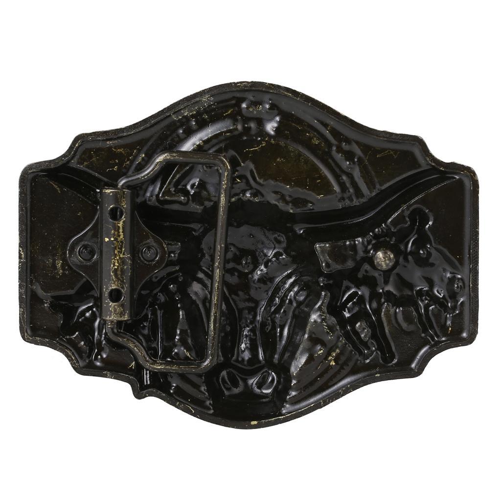 Retro Western Cowboy Belt Buckle Embossed Long Rodeo Bronze Buckle