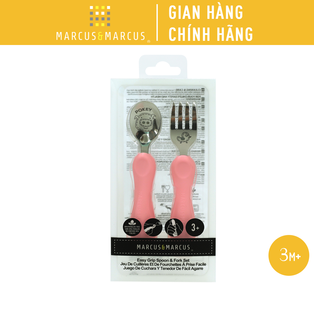 Bộ thìa nĩa ăn dặm cho bé Easy Grip Marcus &amp; Marcus, từ 3 tuổi