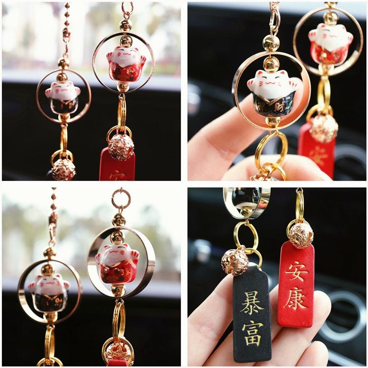 Phụ kiện treo trang trí xe hơi hình mèo may mắn dễ thương