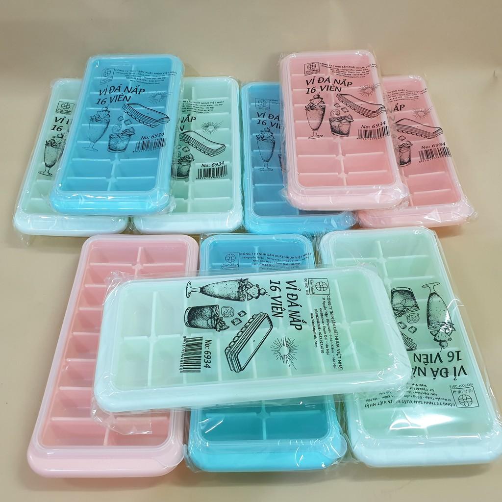 Vỉ Đá 16 Viên Kèm Nắp,Khay Làm Đá Tủ Lạnh Chất Liệu Nhựa Dẻo Cao Cấp Không Độc Hại - Chính Hãng Việt Nhật
