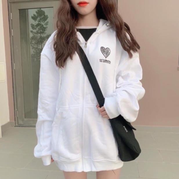 Áo khoác unisex form rộng Nỉ Hàn Quốc Heart nam nữ duyên dáng