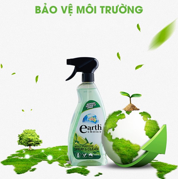 Nước lau đa năng gốc thực vật hương chanh tươi Earth Choice Úc 600ml