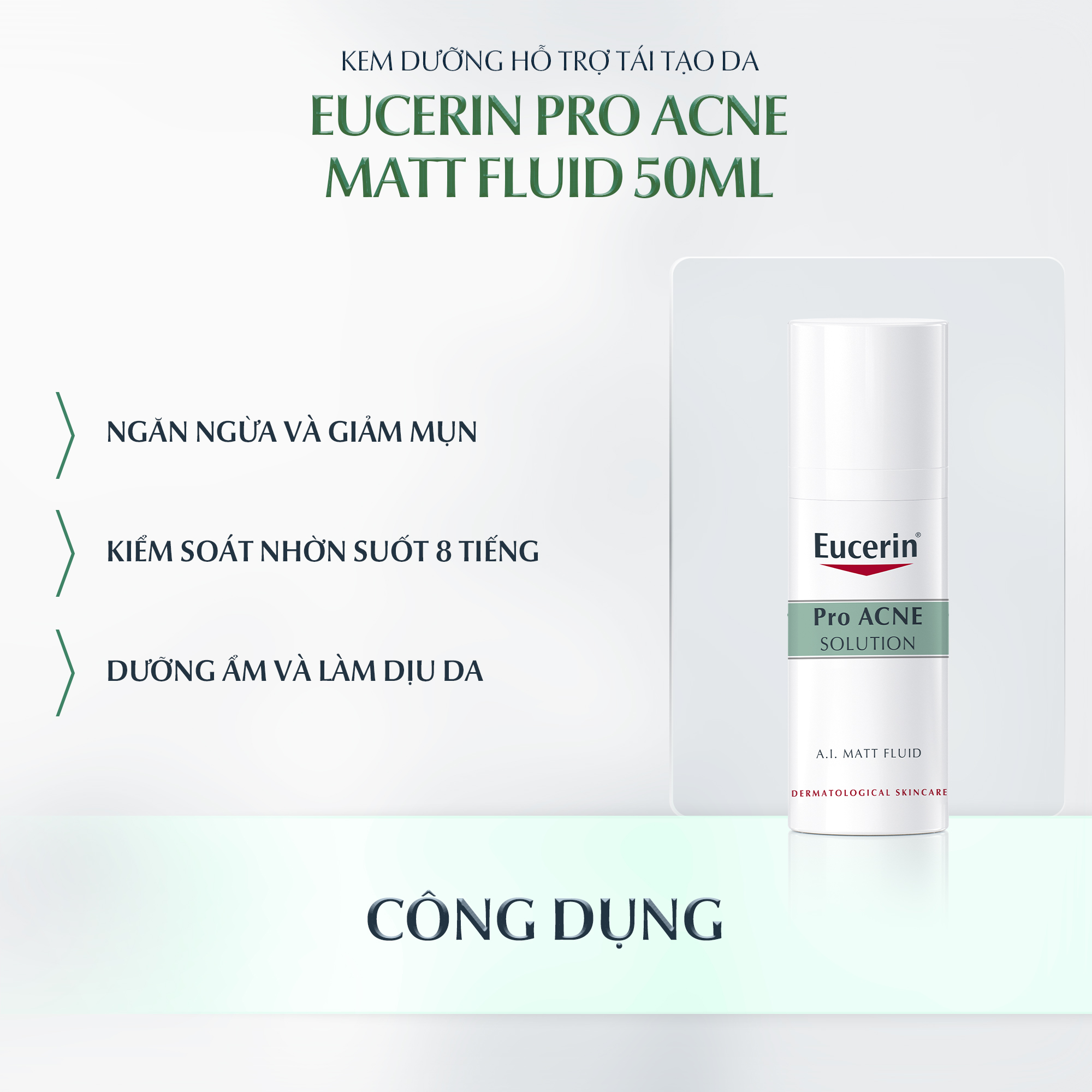 Kem dưỡng ẩm kiểm soát nhờn &amp; giảm mụn Eucerin Matt Fluid 50ml