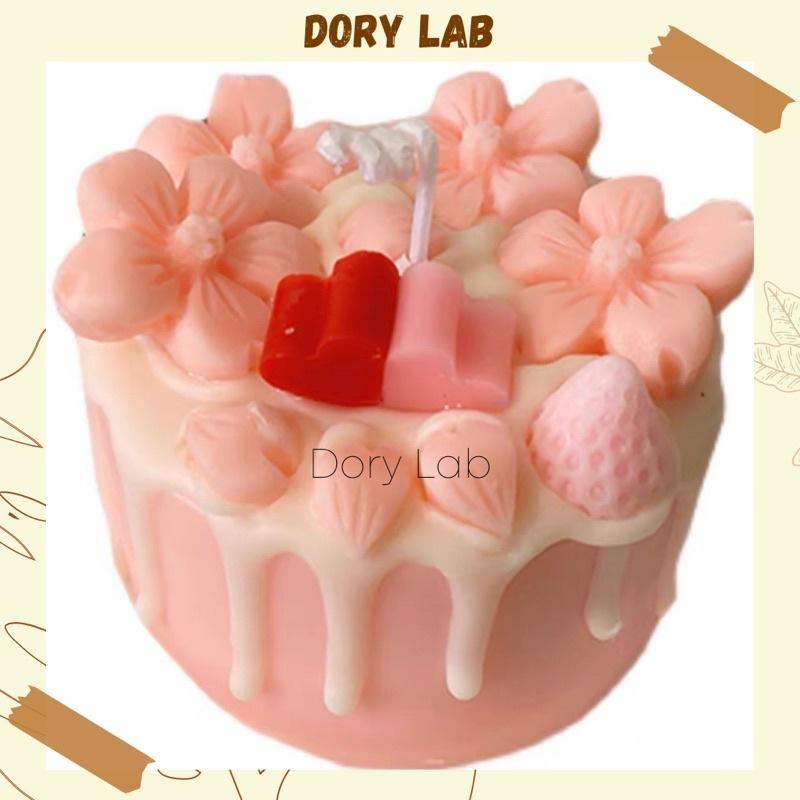 Nến Thơm Bánh Kem Hoa Anh Đào Màu Pastel HandMade - Dory Lab