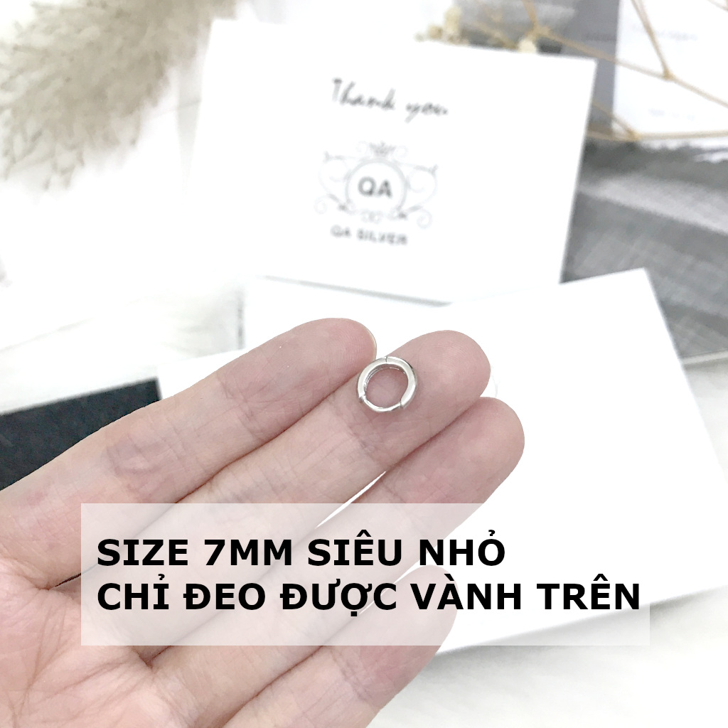 Khuyên tai bạc 925 tròn dày khớp mở bông nam nữ chốt lẫy tối giản S925 HOOP Silver Earrings QA SILVER EA190703