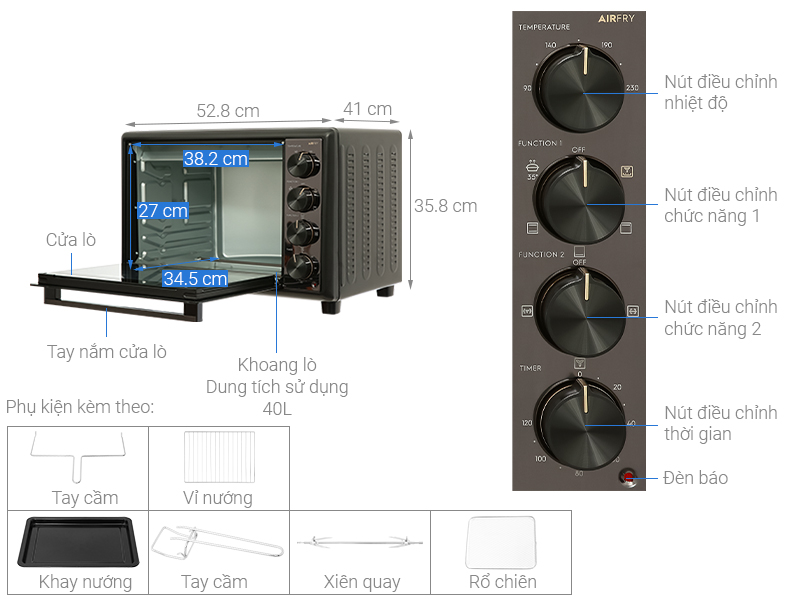 Lò nướng Electrolux EOT4022XFG 40 lít Hàng chính hãng