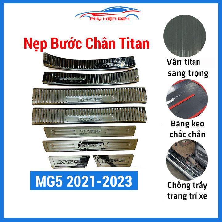 Bộ nẹp bước chân titan MG5 2021-2022-2023 ốp bậc cửa lên xuống chống trầy xước, trang trí xe hơi
