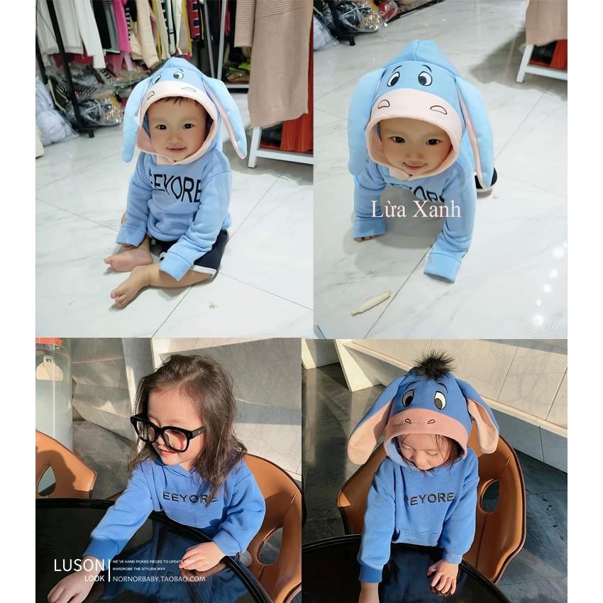 Áo nỉ trẻ em thu đông hoodie mũ trùm đầu hình thú dễ thương cho bé trai bé gái từ 8 đến 18kg