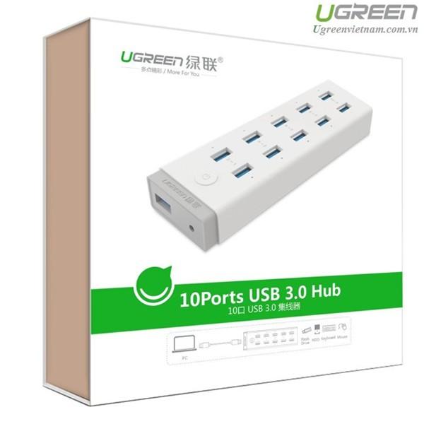 HUB USB 10 Cổng USB 3.0 Cao Cấp Có Nguồn 12V 5A Chính Hãng Ugreen 20297