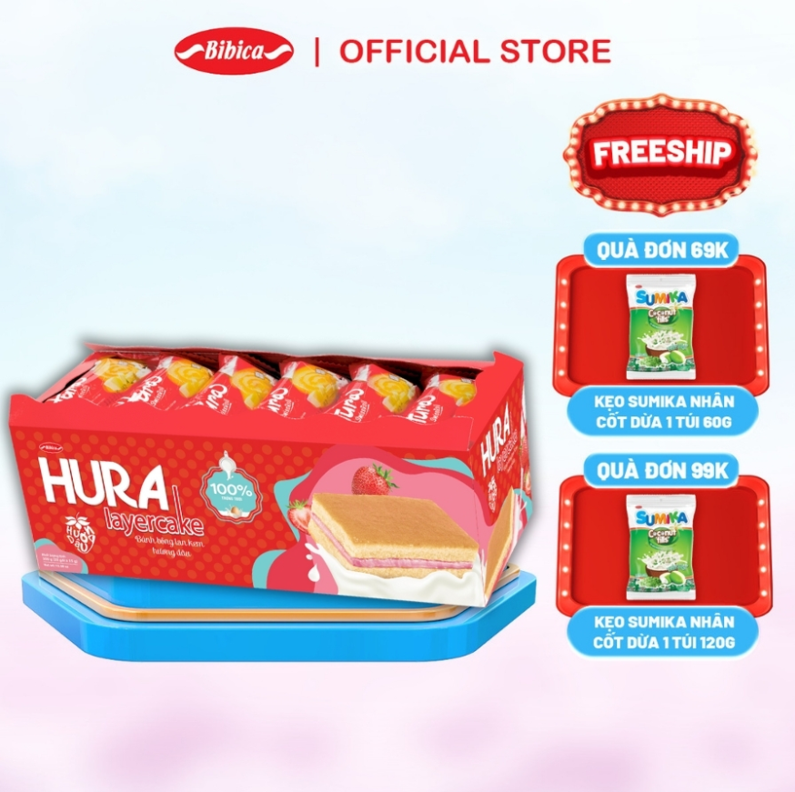 [MUA 4 TẶNG 1] Bánh Hura Layercake Dâu 300g