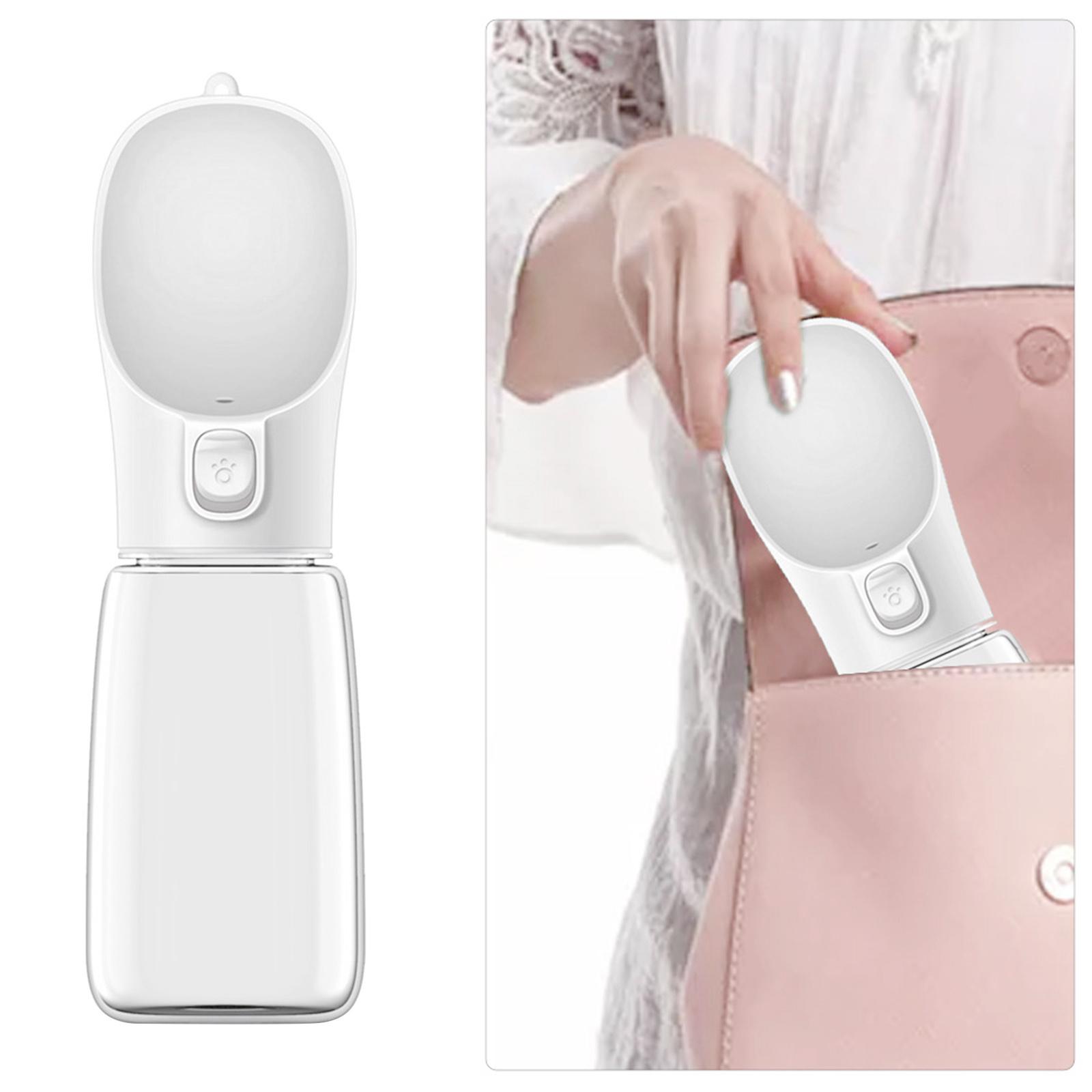 2 in 1 Dog Water Bottle Cat Water Dispenser Food Bowl Feeder Pink 350ml