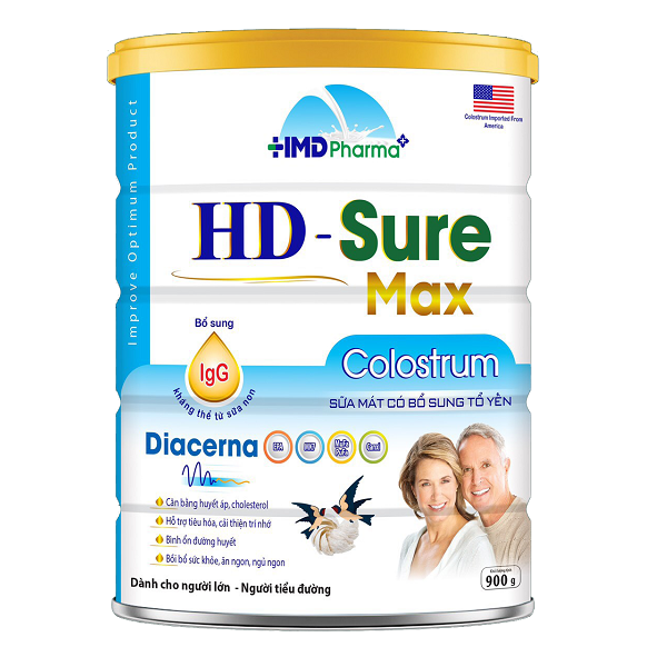 Sữa Bột HD – Sure Max – Colostrum Diacerna hỗ trợ sức khỏe cho người lớn - lon 900g