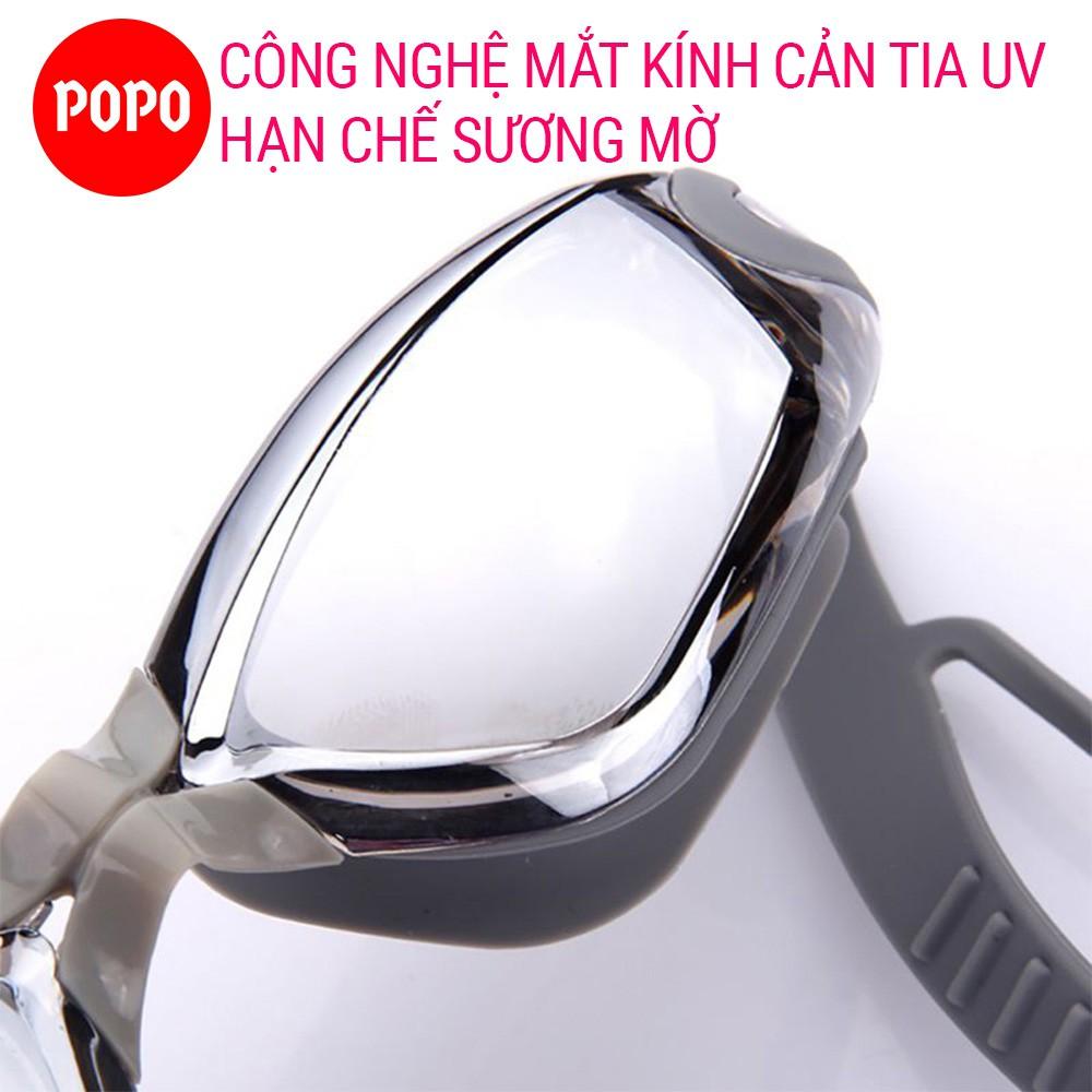 Kính bơi người lớn tráng gương POPO1940 cùng mũ bơi và bịt tai kẹp mũi cho nam nữ, cho bé trẻ em từ 8 tuổi