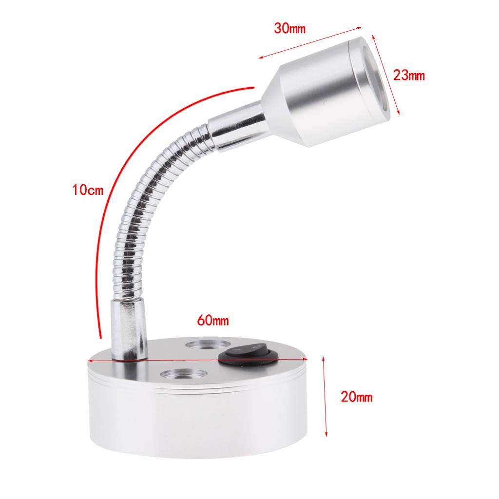 RV Boat 12V 1W LED Bedside Reading Light Wall Surface Mount Silver