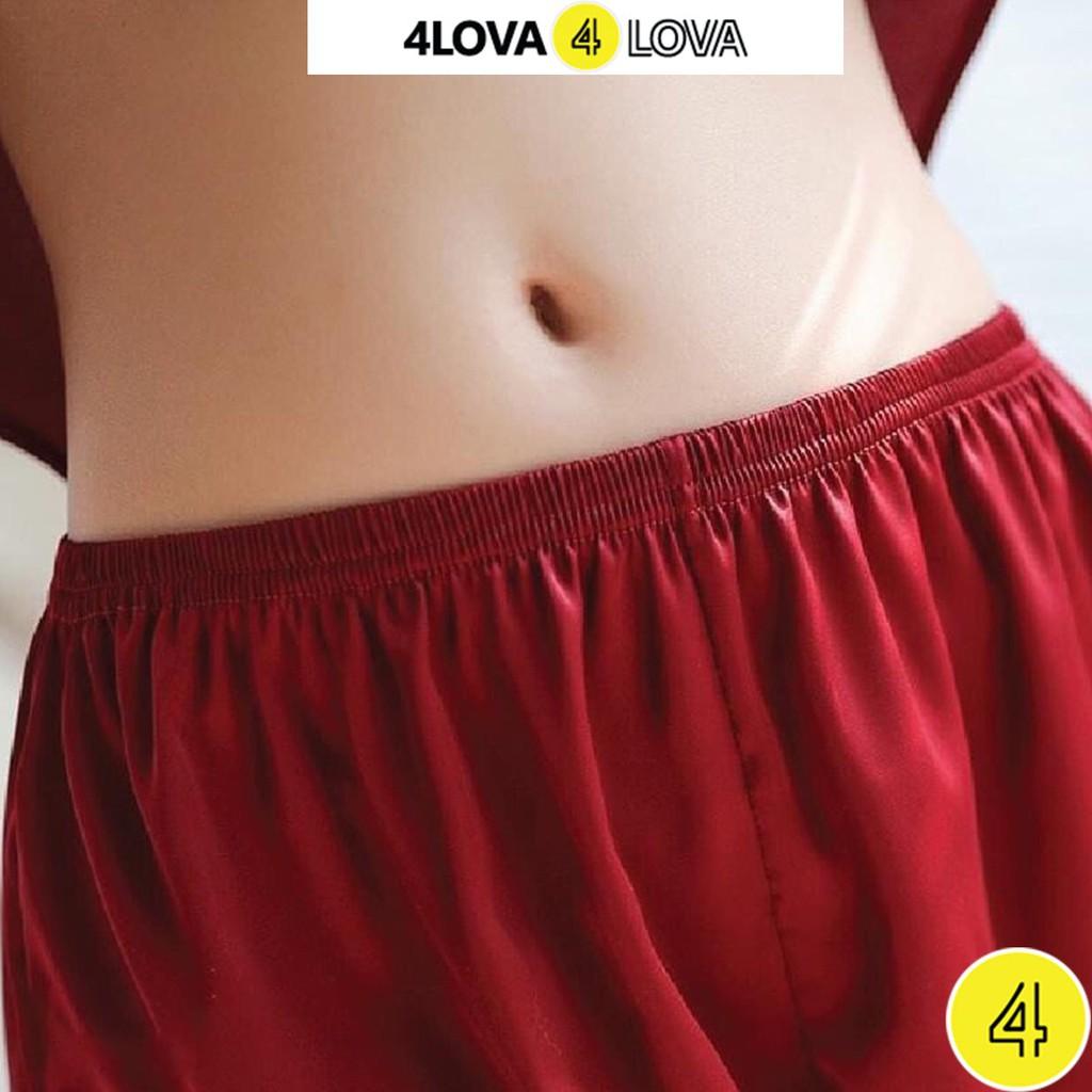 Quần Đùi Nữ Mặc Nhà Lụa Satin Cao Cấp 4Lova Mềm Mại, Quyến Rũ - Qsatin Đỏ, Xl