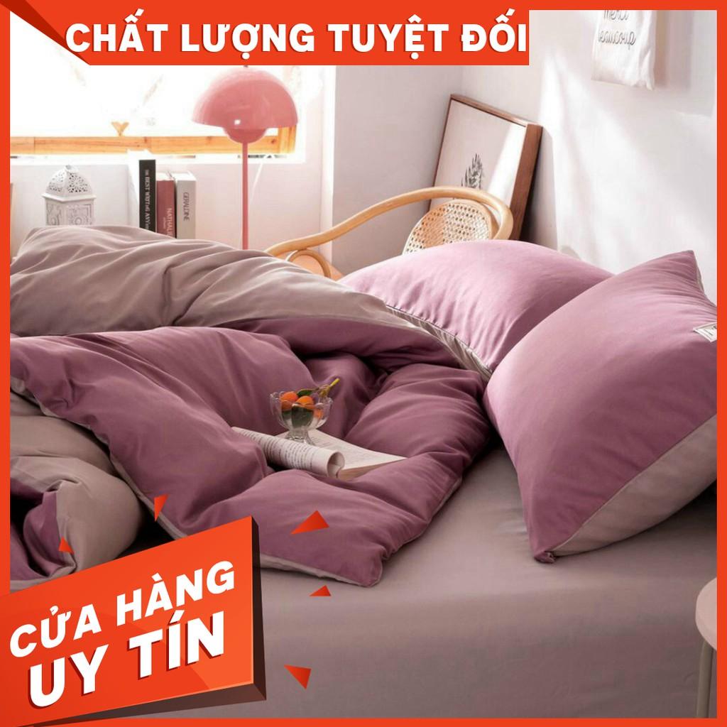 Bộ Chăn Ga Cotton TiCi Màu Hồng Đậm Phối Be Mới Nhất 2020