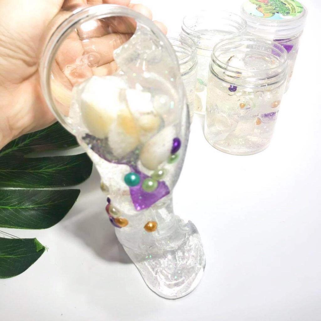 CLEAR Slime dẻo bóng mềm mịn charm vỏ sò NG0C TRAI màu cực đẹp Đồ chơi hũ slam chất nhờn ma quái squishy