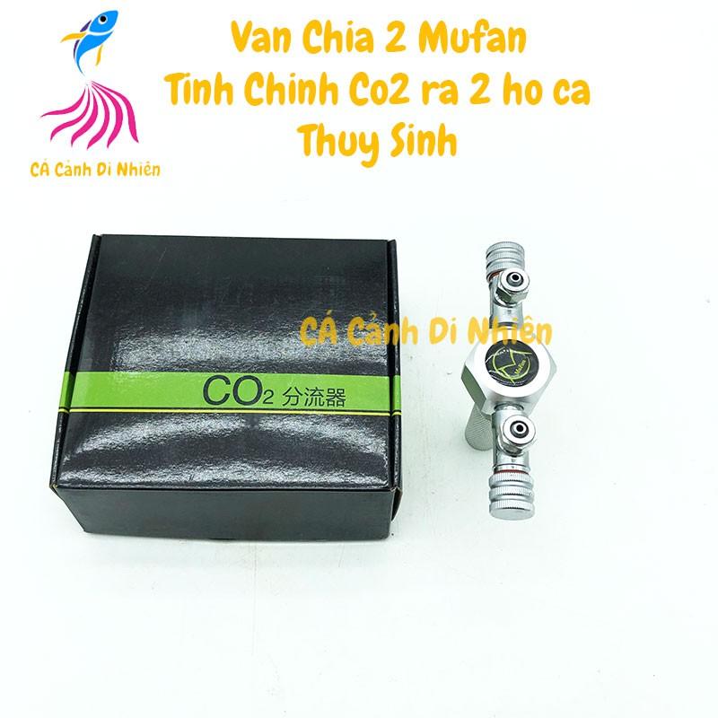 Van Chia 2 CO2 MUFAN ra 2 đầu tinh chỉnh Co2 cho hồ cá thủy sinh
