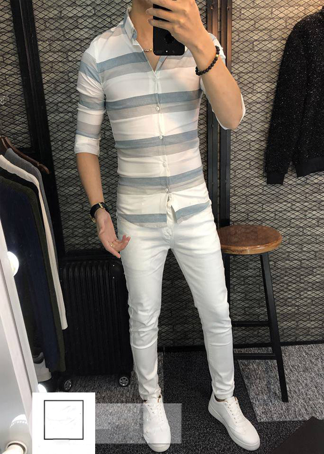 Quần Jeans Nam Trắng Dáng Ôm JEANTRANG99