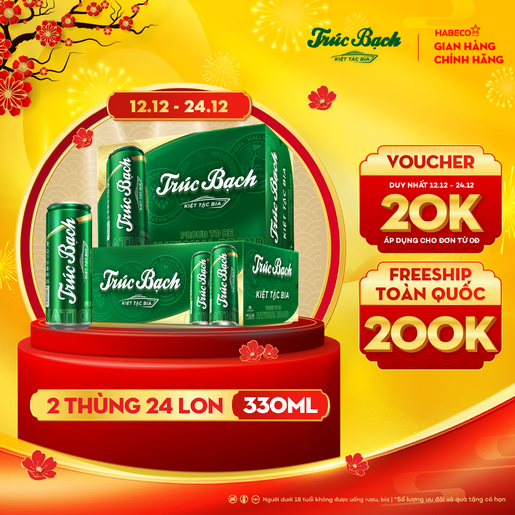 Combo 2 Thùng Bia Trúc Bạch - Thùng 24 Lon 330Ml