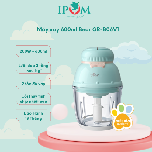 Máy xay ăn dặm 0,6L Bear Xay đa năng, tiện dụng cho bé GR-B06V1 - Hàng Chính Hãng Bảo hành 18 Tháng