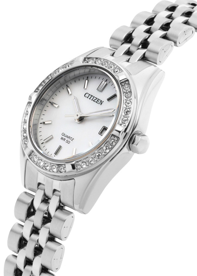 Đồng Hồ Nữ Citizen Pin-Quartz Đính Đá Swarovski Dây Thép Không Gỉ EU6060-55D - Mặt Xà Cừ (26mm)