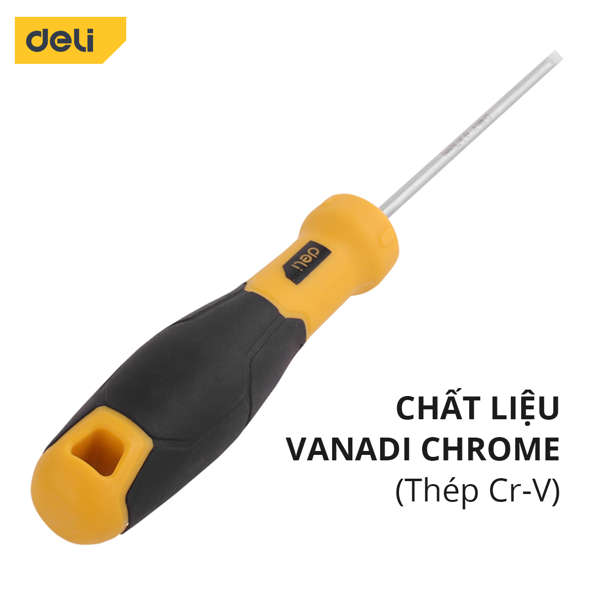 Tua Vít 2 Cạnh Deli Cao Cấp -  Đầu Vít Từ Tính Dễ Dàng Sử Dụng - Kích Thước 3*75mm Thép Cr-V Mạ Crom