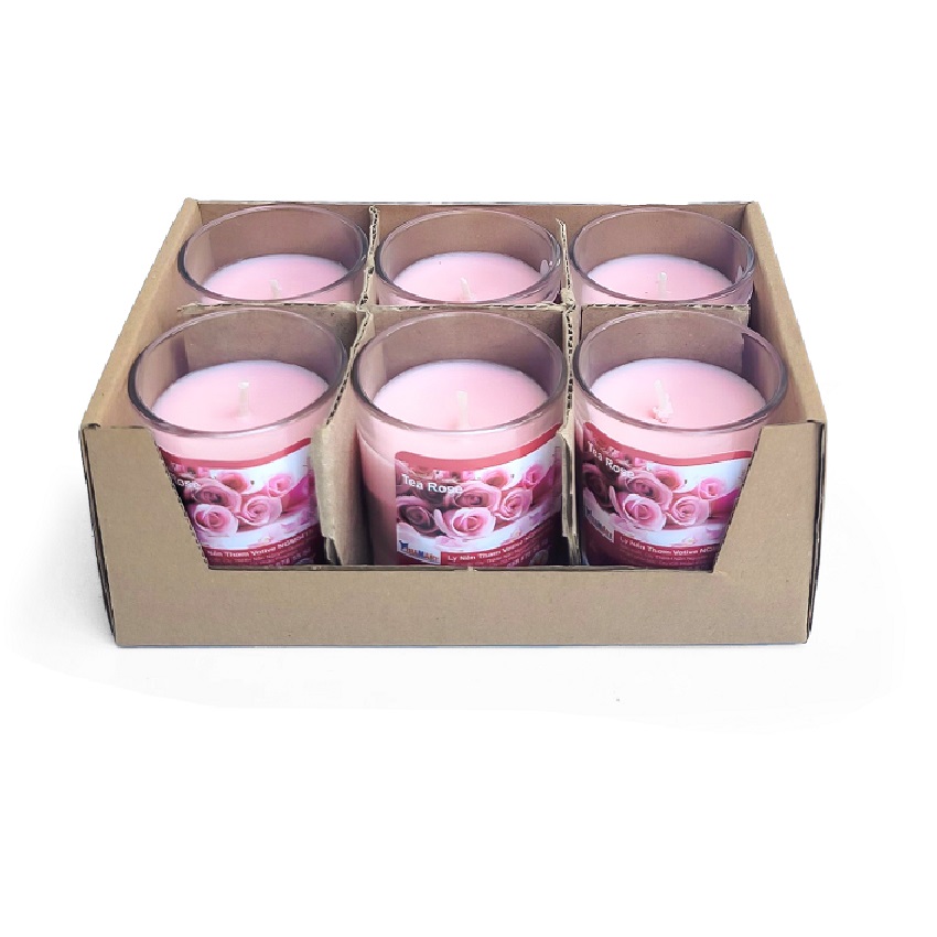 Hộp 6 ly nến thơm votive Miss Candle FTRAMART NQM0413 Tea Rose (Hương hoa hồng)