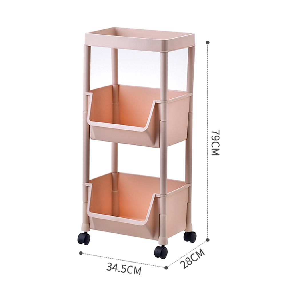 Kệ nhà bếp ba tầng có bánh xe đẩy tiện lợi sắp xếp thực phẩm, hủ gia vị gọn gàng