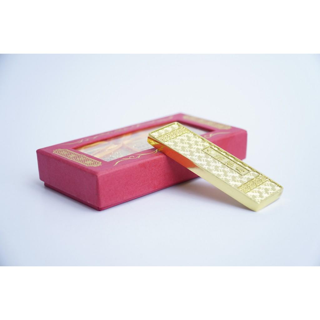 Hộp vàng khối thờ Thần Tài 9999 cầu tài lộc đồng vàng - Dài 8,8cm đặc nặng có hộp đỏ sang trọng