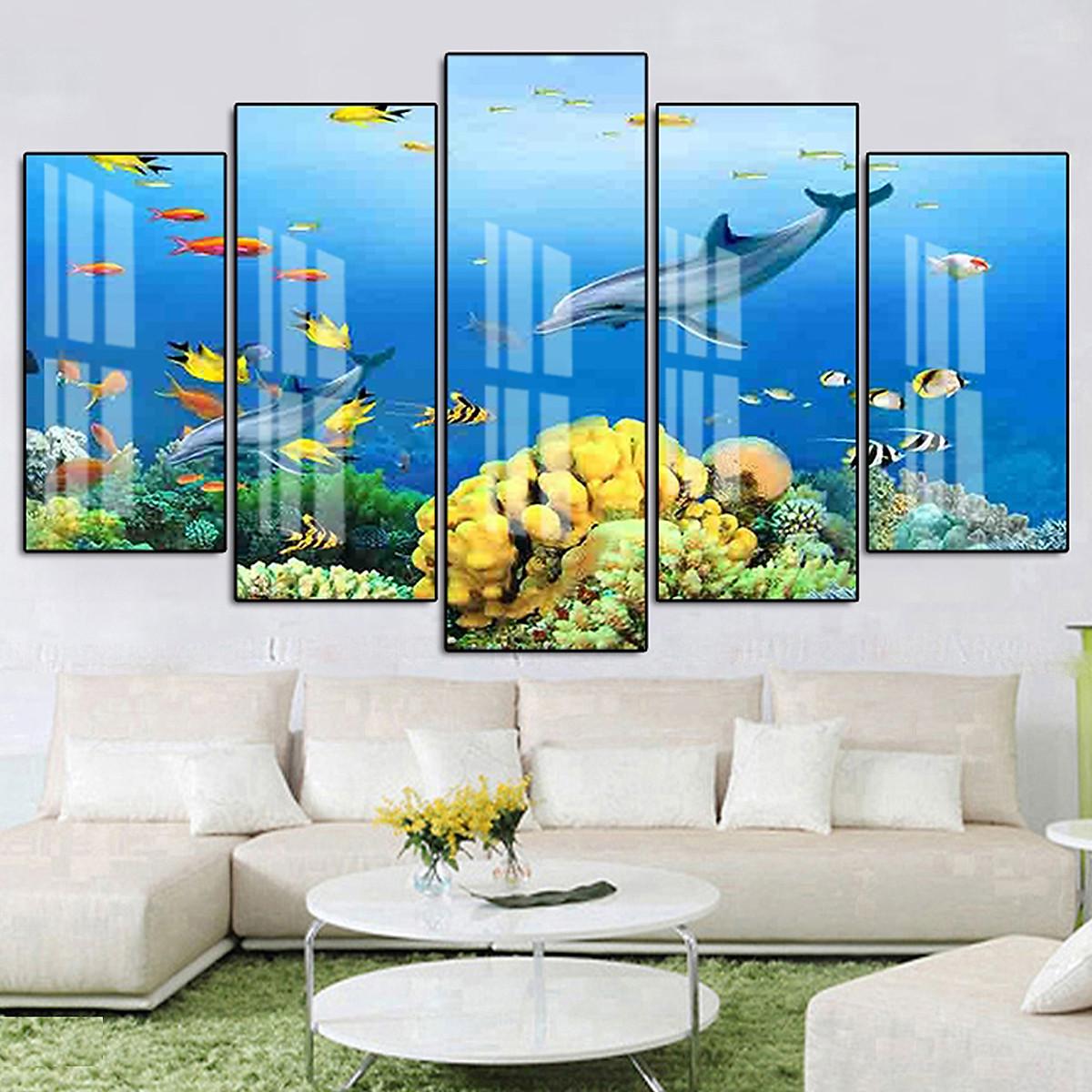 Tranh Tráng Gương Sang Trọng Treo Tường Hiện Đại _ Tranh Pha Lê Bộ 5 Đại Dương Tuyệt Đẹp