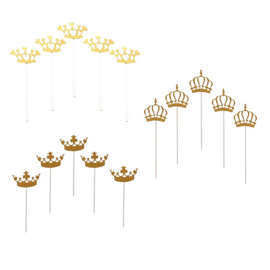 5Pcs Gold Crown Cake Topper Wedding Cake Topper Decoration Special SKCQ001