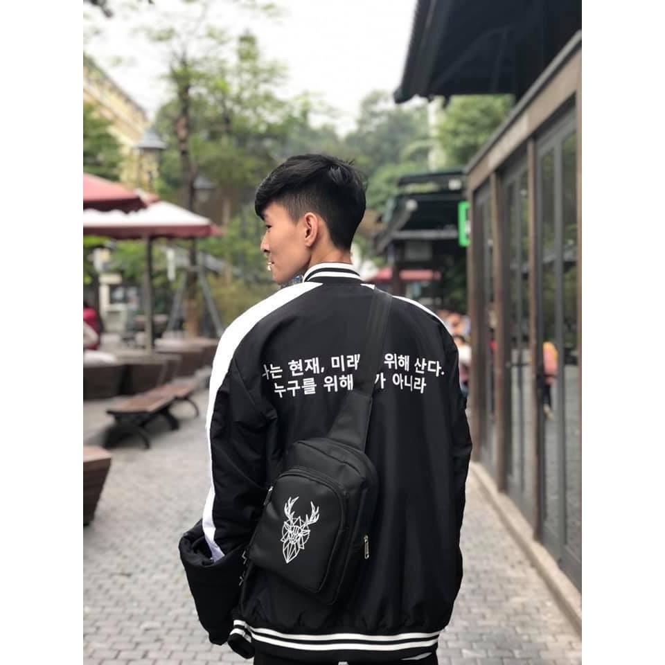 ÁO KHOÁC DÙ BOMBER IN TIẾNG HÀN QUỐC DÂN FORM RỘNG UNISEX NAM NỮ ULZZANG