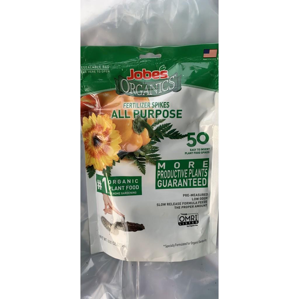Phân tan JOBES ORGANIC tan chậm nhập từ Mỹ 4-4-4 gói 50 viên dùng cho kiểng lá và hoa lan