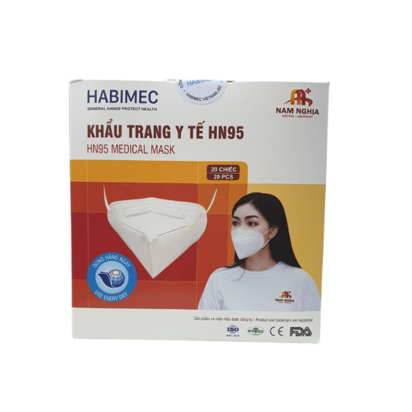 Hộp 20 Khẩu trang HN95-Habimec (đạt chuẩn xuất khẩu) Khẩu trang y tế 5 lớp N95 kháng khuẩn