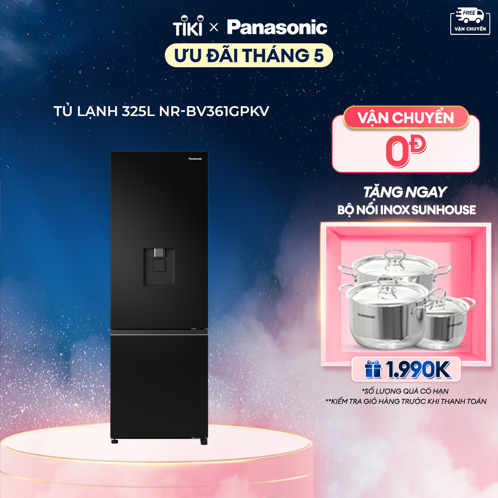 Tủ lạnh Panasonic Diệt Khuẩn 325L NR-BV361GPKV Lấy Nước Ngoài Kháng Khuẩn - Cấp Đông Mềm - Ngăn Đá Dưới - Hàng chính hãng