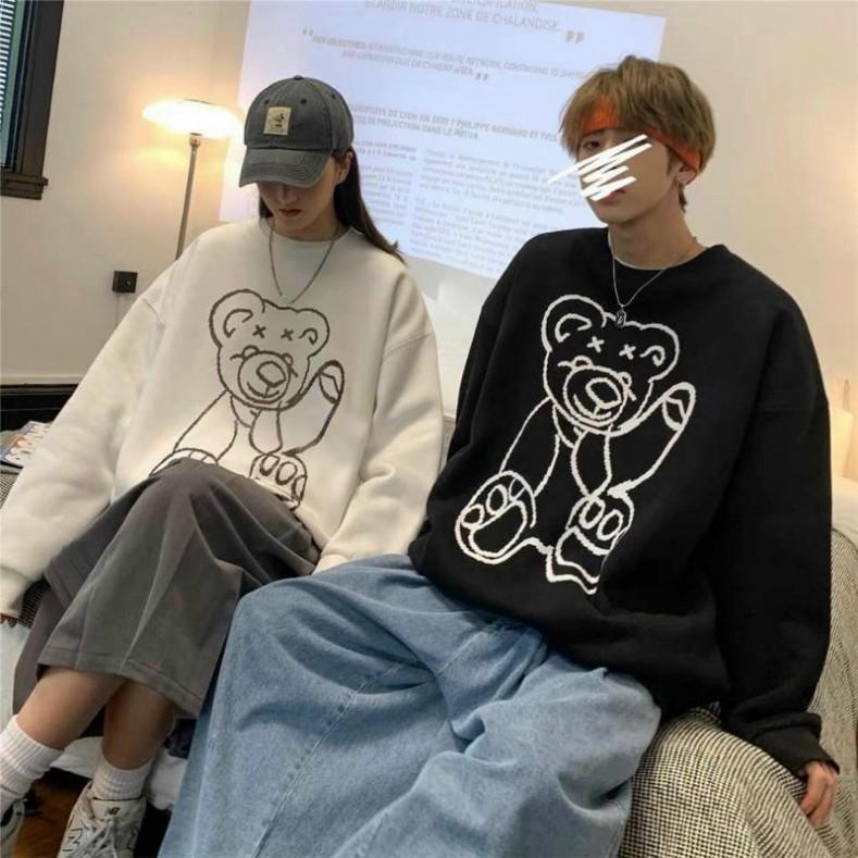 Áo SWEATER Trơn 4 Màu nỉ Ngoại Ulzzang Unisex, Áo Sweater Trơn Chất Nỉ Lót Bông in hình gấu dễ thương - Sweater Unisex, áo chui đầu nam nữ, áo thun tay dài chất nỉ ngoại