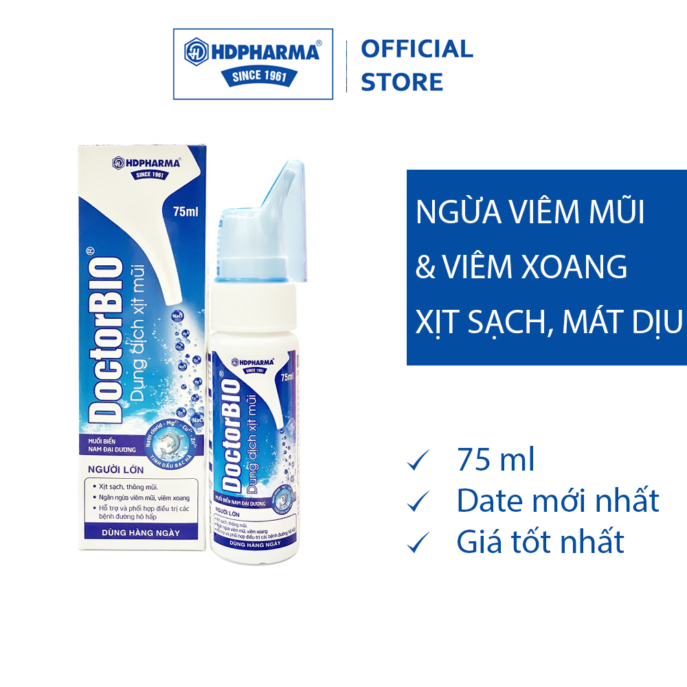 Dung Dịch Xịt Mũi DOCTORBIO Người Lớn - HDPHARMA - Tinh Dầu Bạc Hà, Muối Biển Nam Đại Dương