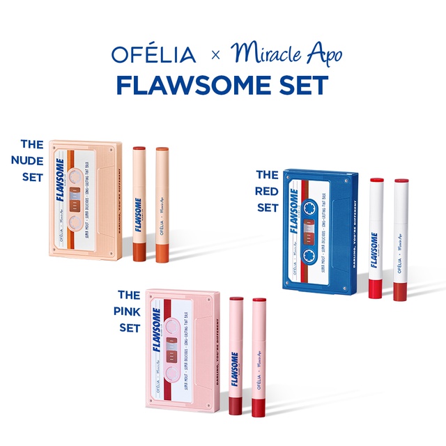 LipIce Son Trang Điểm Miracle Apo x Ofélia FLAWSOME Glowy Lip The Pink Set (Hồng Đất &amp;amp; Hồng Đỏ Trầm) 2g x 2