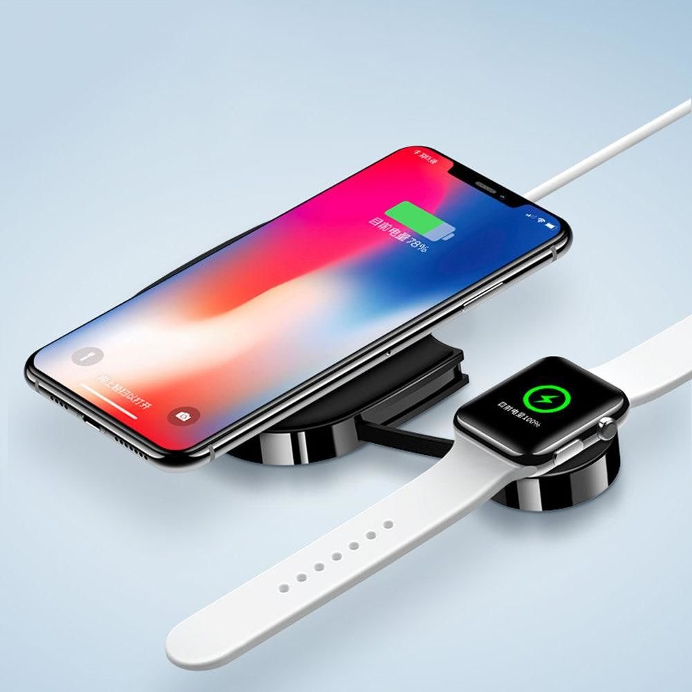 Bộ sạc không dây cho Apple Watch, iPhone, điện thoại USAMS US-CD89 2IN1 Wireless Charger - Hàng chính hãng