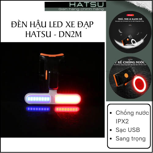 Đèn hậu xe đạp thể thao - Đèn LED Hatsu TRON lắp Xe Đạp Giant,  gắn baga, Sạc USB - chống nước IPX2