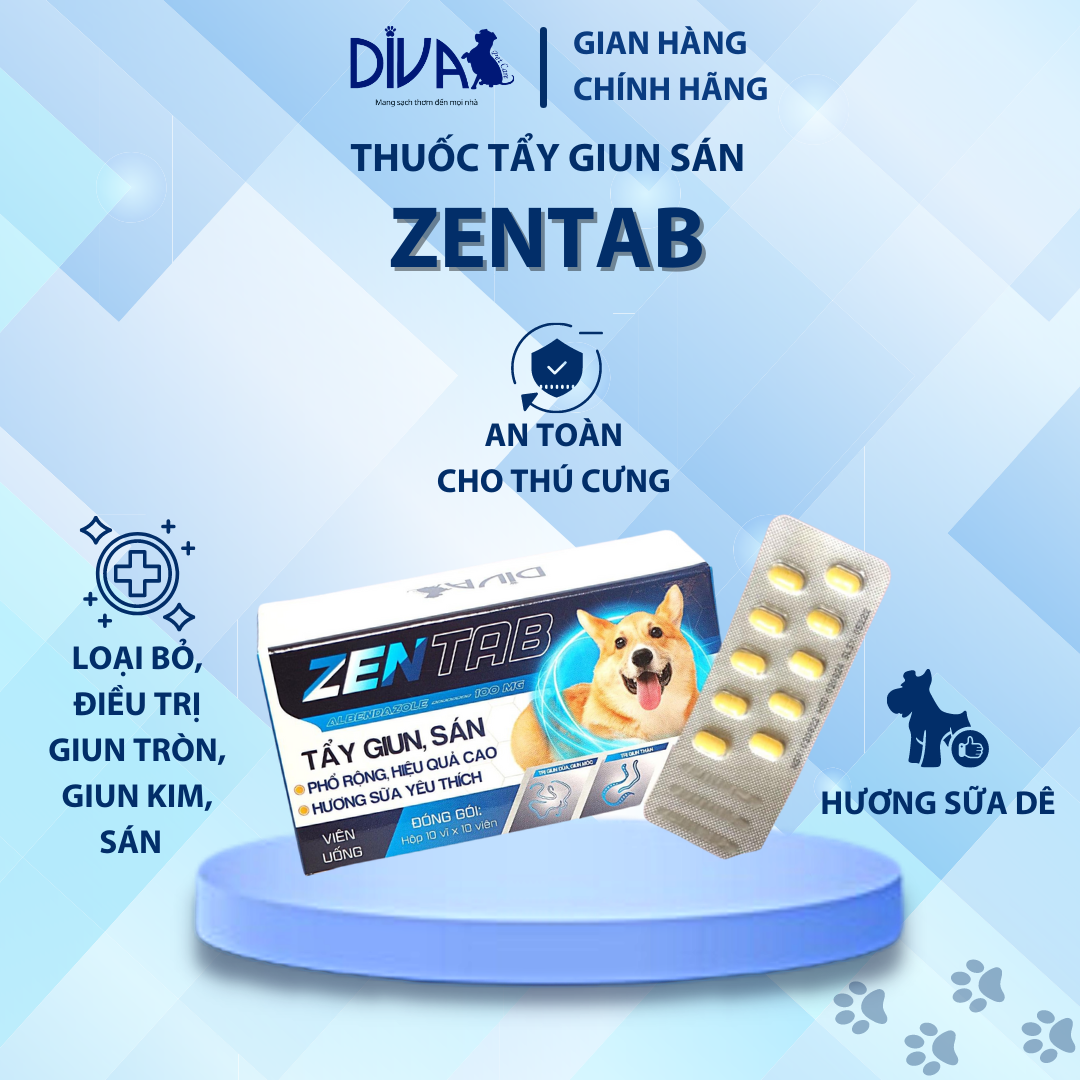 VIÊN UỐNG XỔ GIUN HƯƠNG SỮA DÊ DIVA X ZENTAB HỘP 100 VIÊN